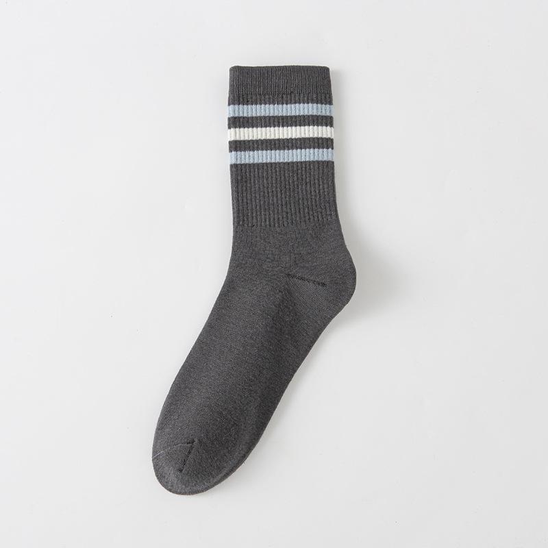 

5/10 пар полосатых контрастных носков для мужчин, спортивные носки до середины икры с цветными блоками, сезон весна-осень, дышащие, влагоотводящие, студенческие хлопковые носки 5 Pairs