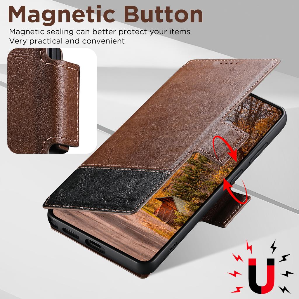 Faux Leather Wireless Charging Card Holder Stand Wallet Magnetic Flip Cover Phone Case for Samsung Galaxy S26 Ultra S25 S24 S23