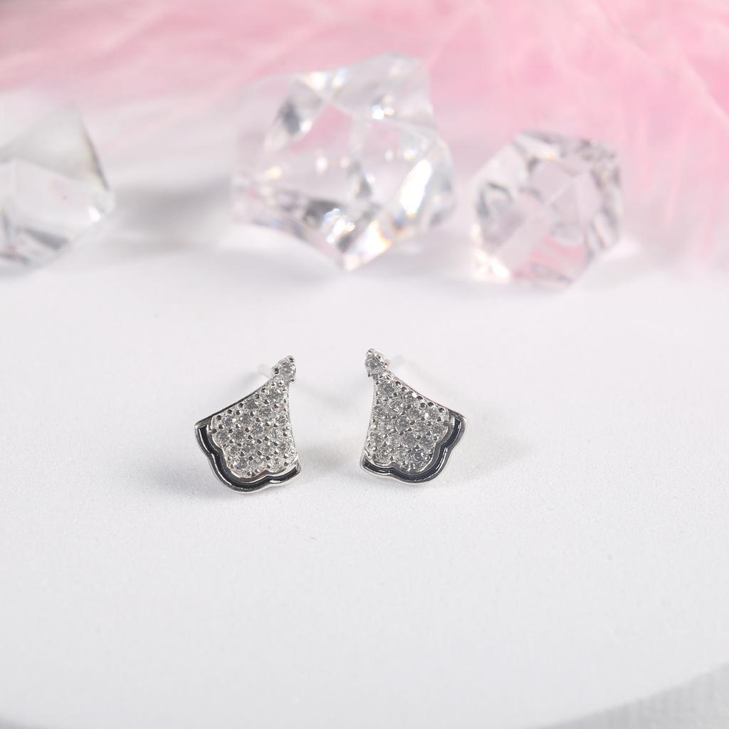 Fan-shaped Micro-studded Diamond Earrings Earrings Korean Zirconium Girlfriend Gift