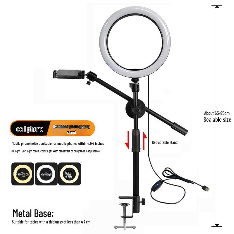 10-calowe światło wypełniające LED ze stojakiem na telefon komórkowy do nagrywania wideo i robienia zdjęć
