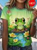 Divertente Maglietta da Donna con Stampa 3D di Rana Estate Casual Quotidiana Street Manica Corta Maglietta Carina Grafica Animale Bambini Uomini Top Magliette