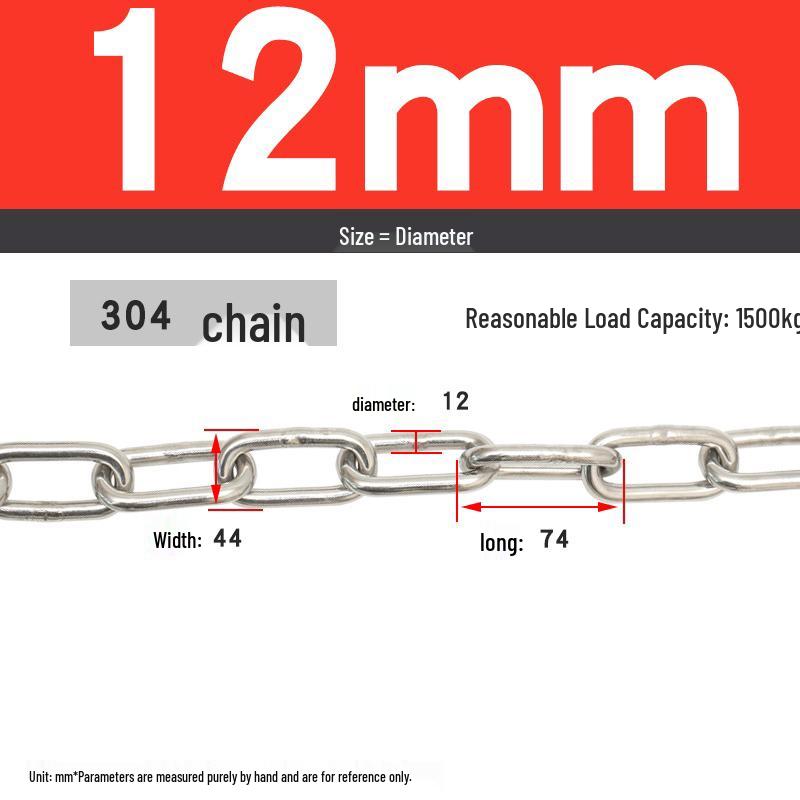304 Stainless Steel Dog Chain - Available in Thicknesses: 1.2mm to 12mm
