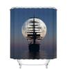 Norse Vikings Ship Shower Curtain Fantasy Boat Art Black and White Color Sailing Dragon Ship Bath Curtains for Bathtub with Hook