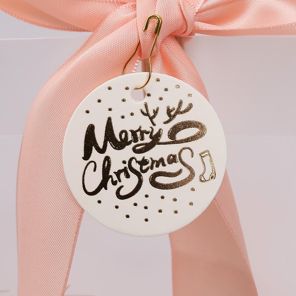 100Pcs Handmade Christmas Tags White Red Paper Hand Gift Hanging Tag  Festive & Party Supplies