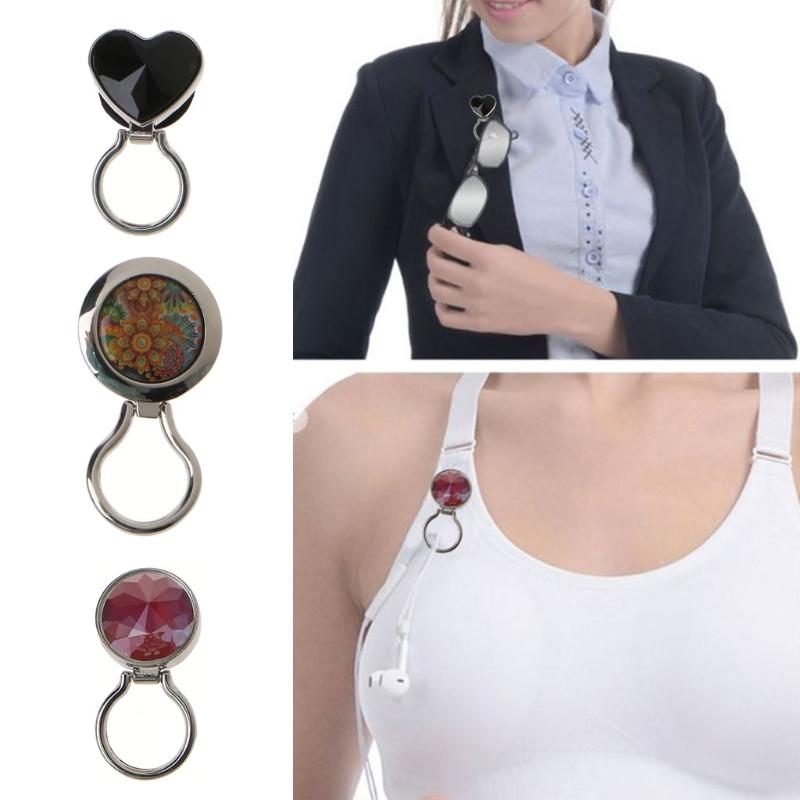 Magnetyczny Metalowy Uchwyt na Odznakę Okularową Uchwyt na Okulary do Czytania Okulary Przeciwsłoneczne Bezpieczne Broszki Okrągłe Serce Kryształowe Broszki