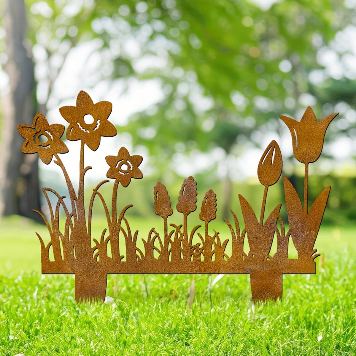 

1 шт. Кованое железо Украшение полевых цветов, Украшение загородного сада, Очаровательный дизайн цветка, Независимая уличная скульптура, Подходит для уличного двора