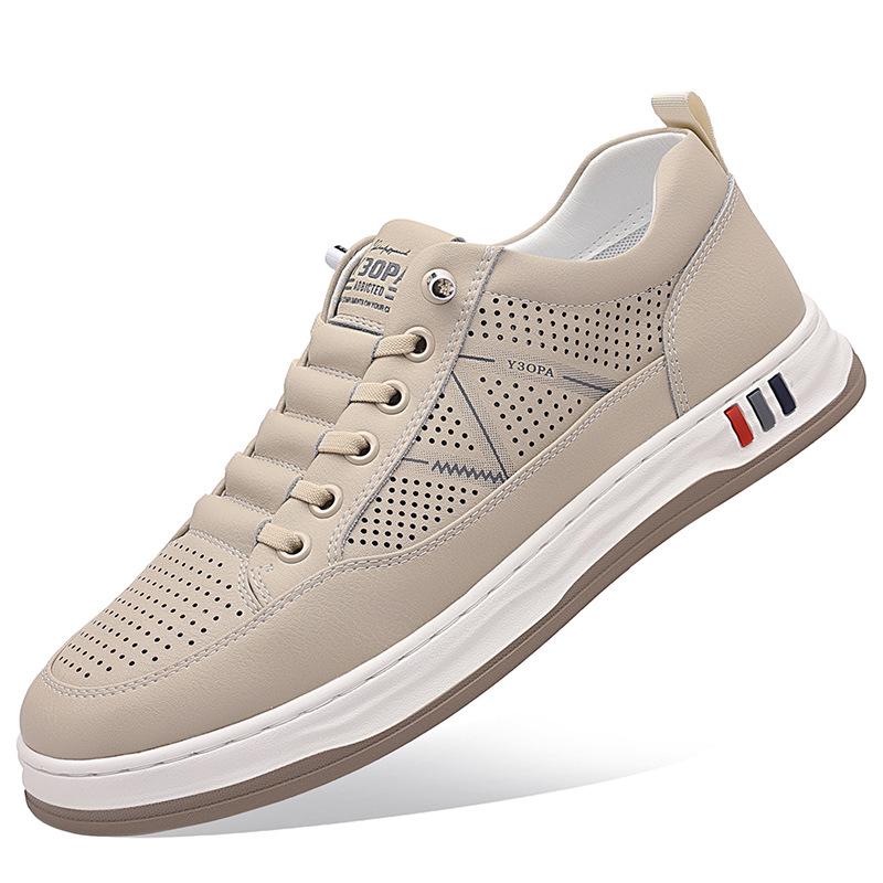 Summer new men's sandals hollow breathable leather hole shoes white shoes casual men's single shoes