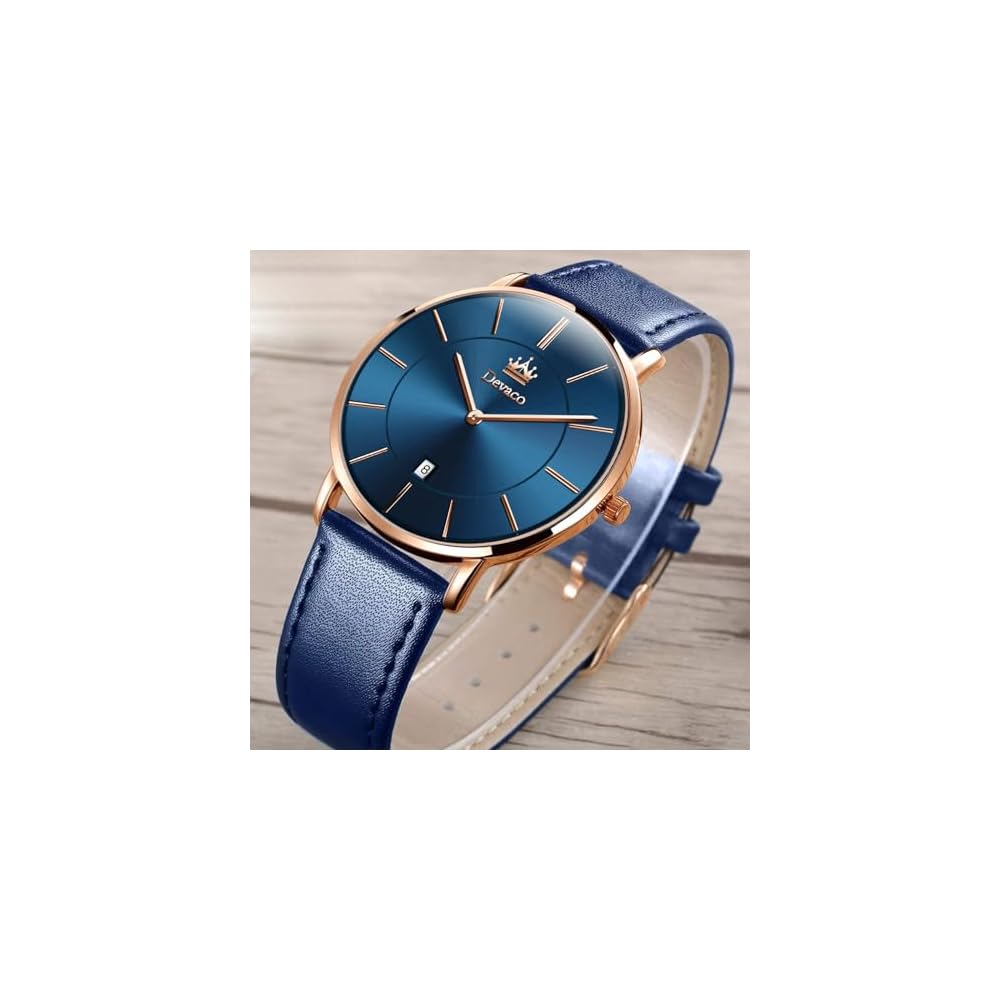 Men's Ultra-Thin 6.5mm Casual Business Watch Japanese Quartz Movement 40mm Leather Band