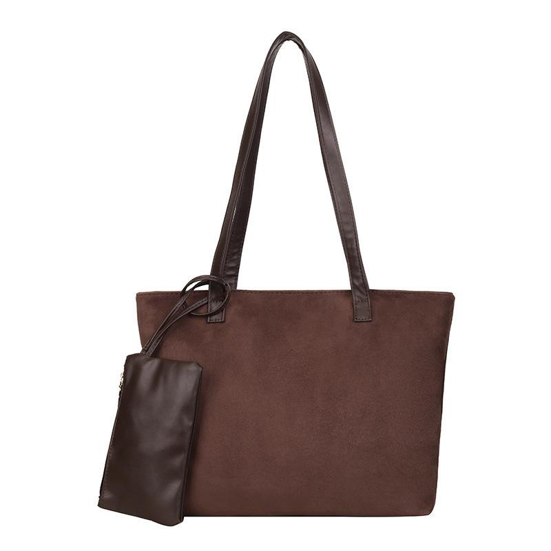 

Autumn and winter new handbag fashionable versatile suede tote bag wide shoulder strap single shoulder messenger women s bag