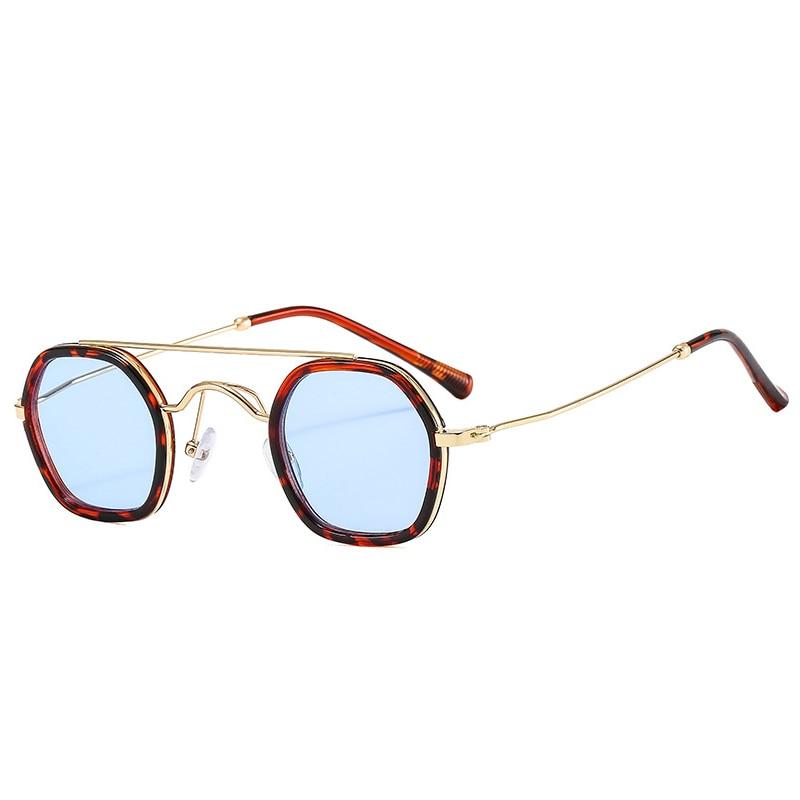 SHAUNA Retro Double Bridges Polygon Square Sunglasses Women Fashion Clear Ocean Gradient Lens Shades UV400 Men Punk Sun Glasses