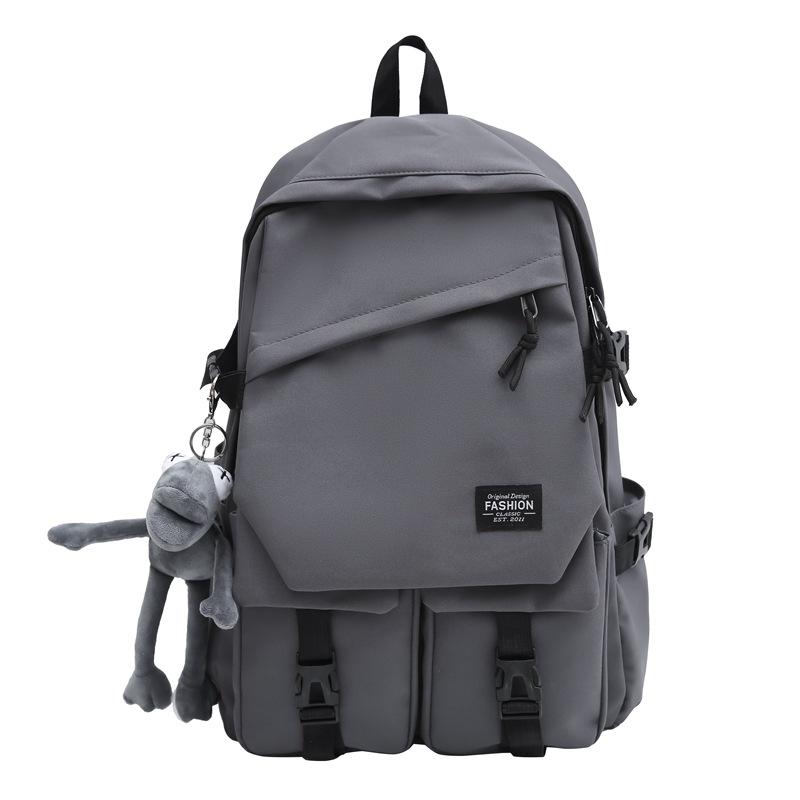 

Женский рюкзак в стиле кампуса, однотонный мужской рюкзак, студенческий школьный рюкзак большой емкости серый