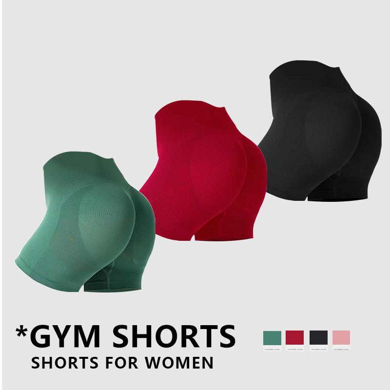 Sports Shorts European and American Tight Yoga Pants Belly High Waist Sexy Buttocks Outer Wear Running Shorts Sports Fitness Three-point Pants