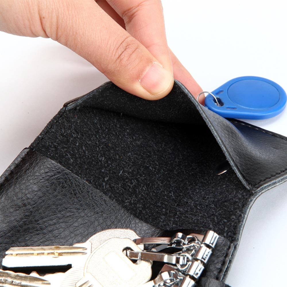 Cow Split Key Holder Organizer Pouch Housekeeper Car Key Wallet Genuine Leather Keychain  Men Women