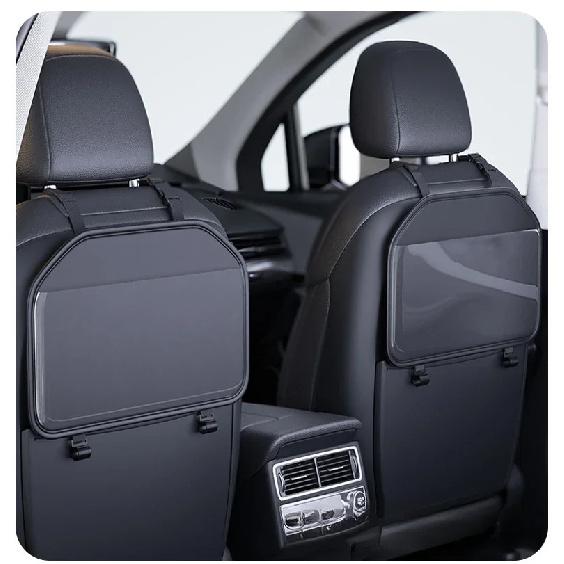 Car Seat Back Hanging Ipad Storage Bag Leather Auto Rear Seat Phone Pocket With Hooks Holder For Kids Interior Accessories