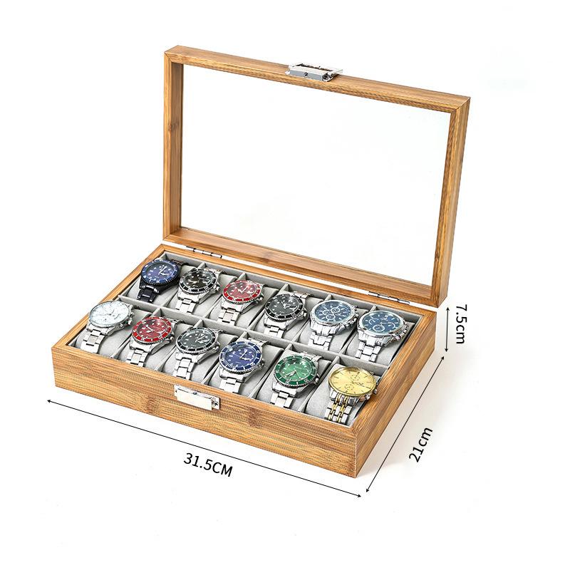 Cross-Border Bamboo Wood Watch and Jewelry Storage Box