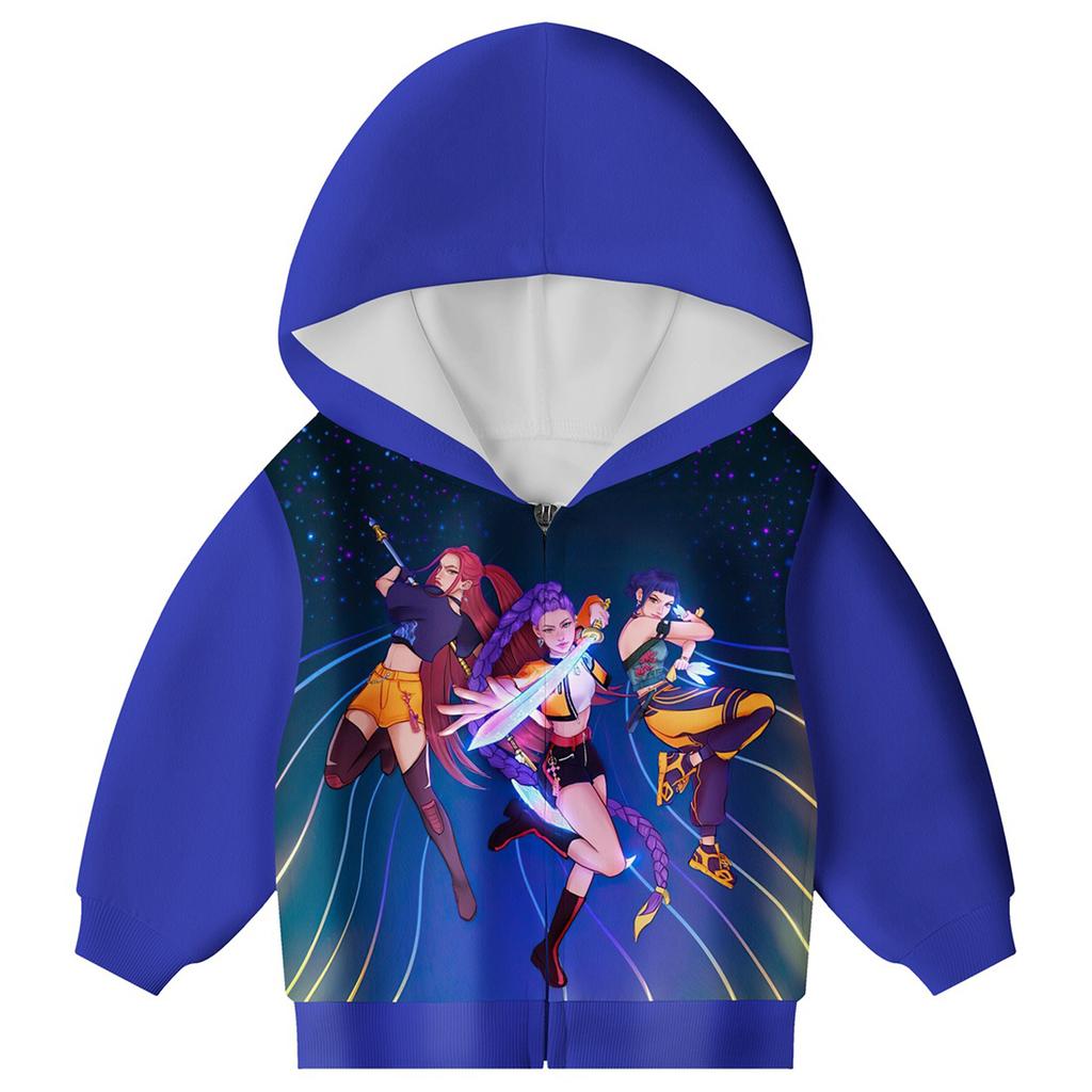 Girls Hoodie 3D Cartoon Jacket Sweatshirt Music Zip Hooded Long Sleeve Tops