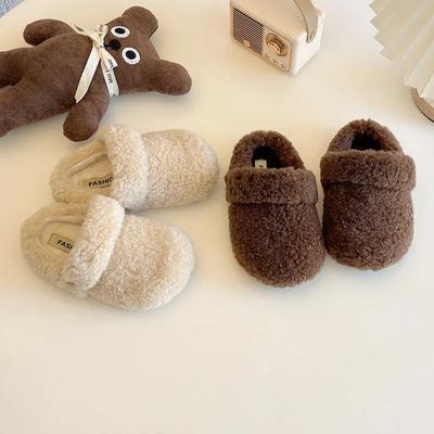 2024 Zapatos de Felpa Ins para Niños para Niñas Invierno Nueva Moda Estilo Coreano Suela Suave Antideslizante Versátil Elegantes Zapatos de Cuero