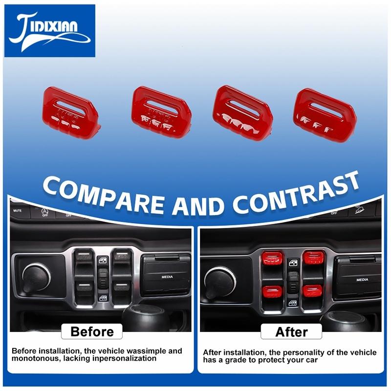 

JIDIXIAN for Jeep Wrangler JL for Gladiator JT 2018 2022 2023 2024 Up Car Window Control Button Decoration Cover