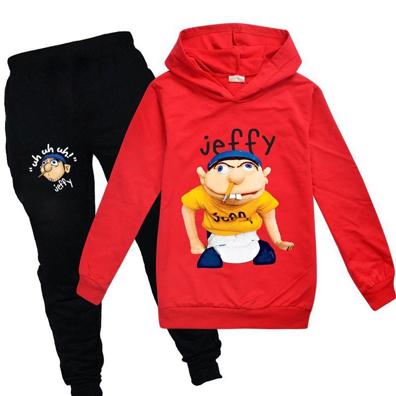 Jeffy Puppet Hoodies voor kinderen, casual trainingspakken voor lente en herfst, met heldere digitale print en verfijnde stiksels.