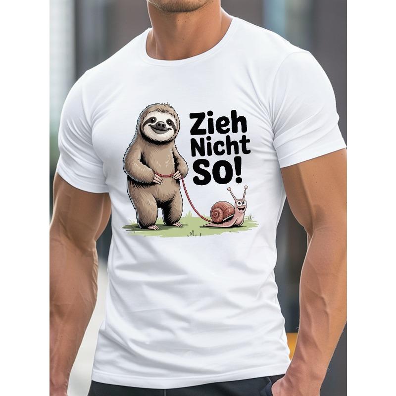 Do Not Pull Lazy Snail Pattern Men'S Summer Casual Round Neck Short Sleeve T-Shirt, Plus Size