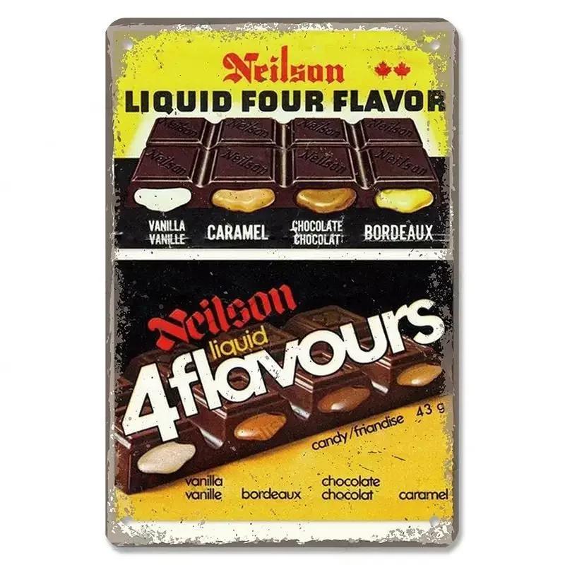 Plaque métallique vintage représentant un gâteau au chocolat, un délicieux dessert, idéale pour une décoration murale rétro de café ou de boulangerie. Affiche décorative pour la maison.