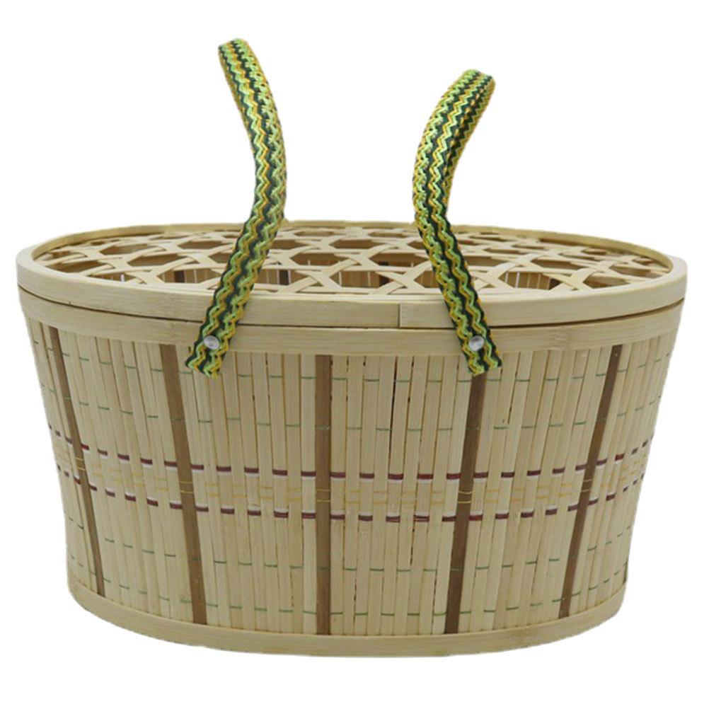 Bamboo Multifunction Egg Storage Basket Woven Hollow Cover Kitchen Container Household Egg Holder Storage Fruit Picking Basket 30X20X16CM 1790₽