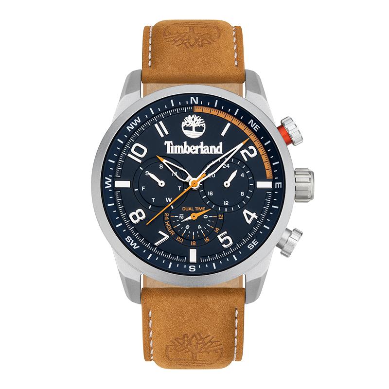 

Timberland Forestdale Series Watch Quartz Movement Leather Strap Blue Dial Three Eye Multifunctional Fashion Retro Military Style TDWJF2000702 TDWJF2000702