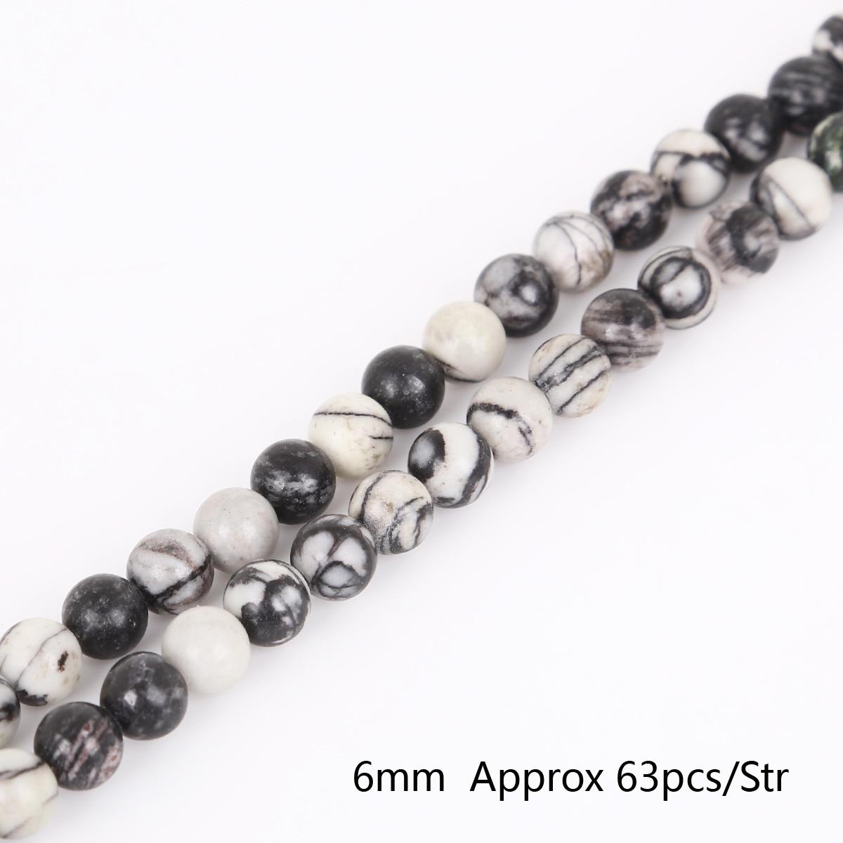 

Натуральные камни, черная паутина, свободные круглые бусины-разделители для изготовления ювелирных изделий, аксессуары для браслетов «сделай сам», 15 дюймов, нити 4/6/8/10/12 мм 6mm 63pcs