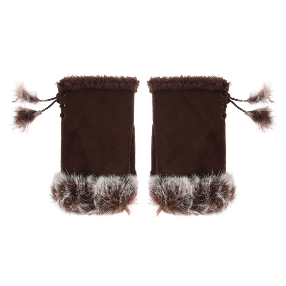 Thicken Solid Color Winter Girls Fashion Accessories Plush Mittens Fingerless Gloves Elastic Gloves