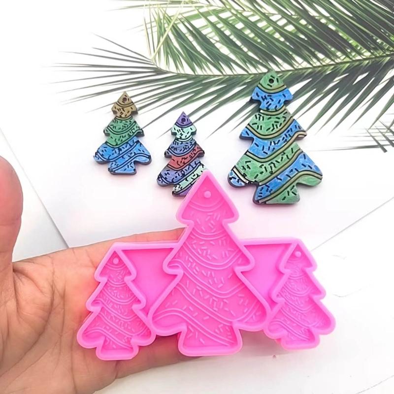 Christmas Themed Earrings Epoxy Resin Mold Keychain Pendant Casting Silicone Mould Jewelry Craft Making Tools