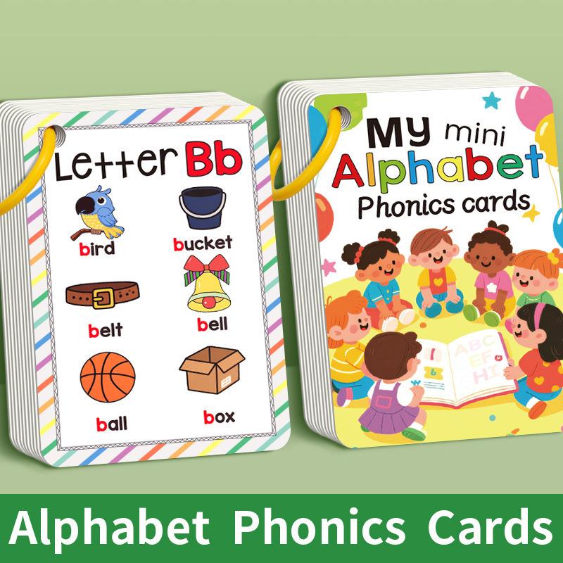 26 Letters English Alphabet Cards 156 Words with Pictures Children's Flashcards Colorful Design A-Z Cards Words Cards Kids Gifts