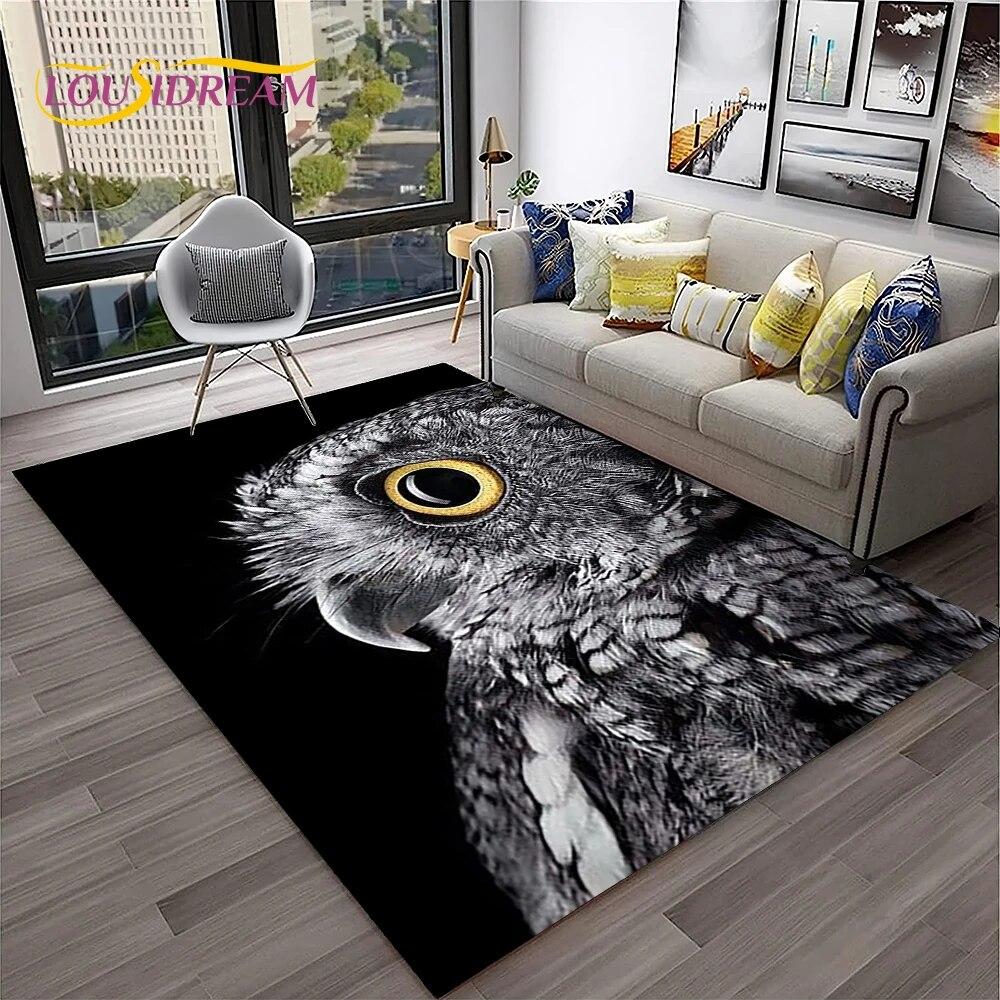 3D Cartoon Cute Owl Series Carpet Rug for Home Living Room Bedroom Sofa Kitchen Doormat Decor,Child Area Rug Non-slip Floor Mat