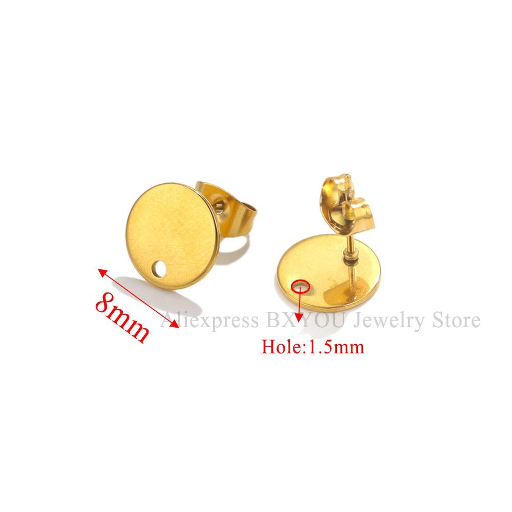 10pcs Round Stainless Steel Gold Plated Earrings Making Supplies Hooks Connectors Earring Posts Studs Pins Findings Components