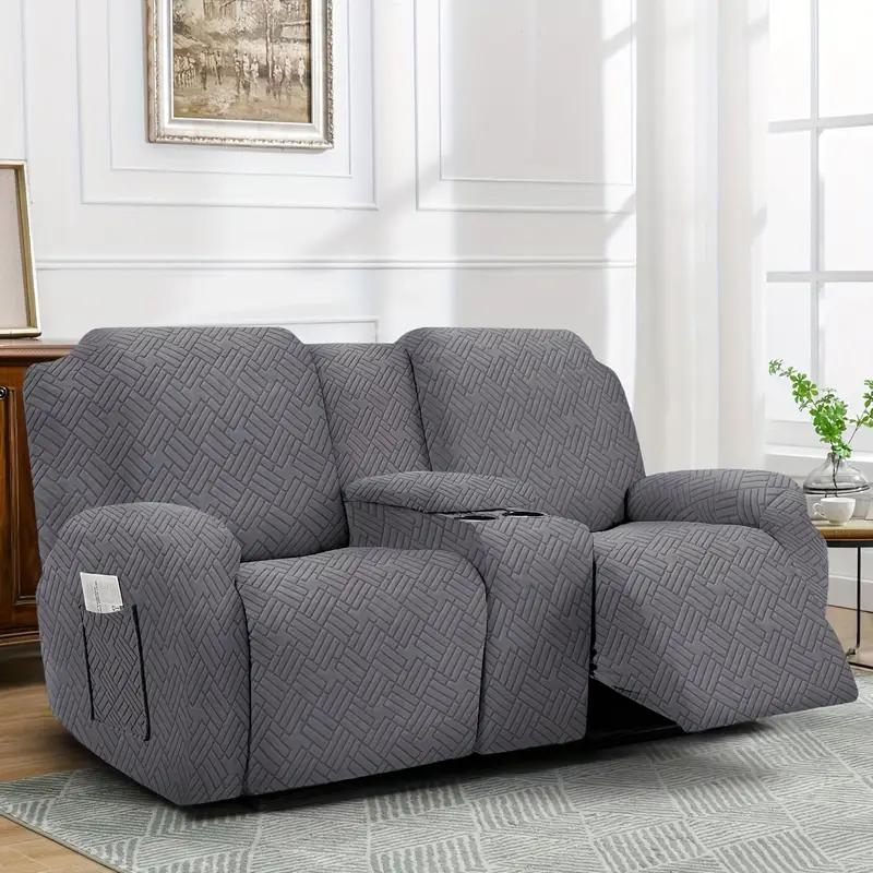 

2Set Nordic Jacquard Split Recliner Armchair Cover With Cup Holder Anti-Slip Sofa Slipcover Relax Couch Covers For Living Room