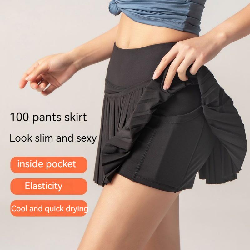 Fusta de tenis pentru femei, falsă, din două piese, ultra-ușoară, cu uscare rapidă, de vară, anti-expunere, yoga, fitness, plisată
