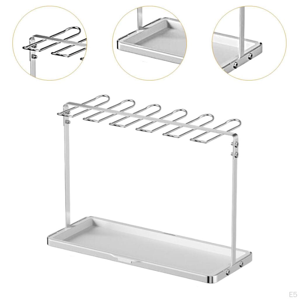 Metal Wine Glass Holder Drying Rack Glassware Drip Tray Hanging Stemware Storage for
