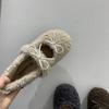 Fairy Wind Gentle Flat-bottomed Lamb Wool Shoes 2025 Autumn and Winter New Round Head Versatile Velvet Bow Doudou Shoes