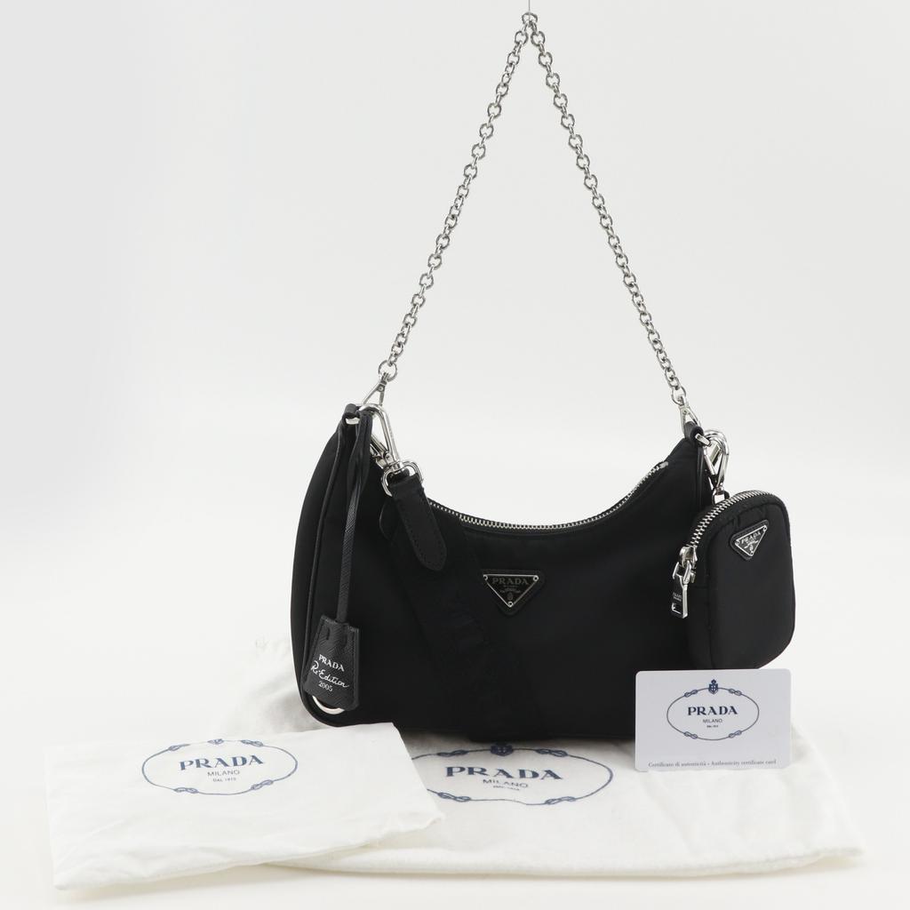 PRADA Re-edition 2005 Re-nylon Shoulder Bag 1BH204 NERO black Nylon/Safiano Women Used