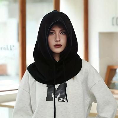 Knitted Hooded Scarf For Women Autumn And Winter Thick And Warm With Ear Flaps