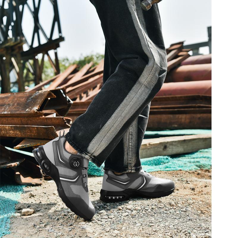 Rotary Button New Safety Shoes for Men Anti-impact and Anti-piercing Work Shoes Air Cushion Fashion Men's Sports Shoes