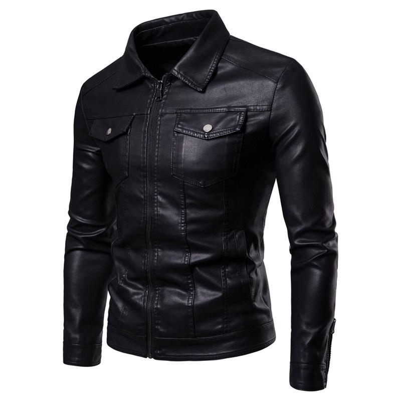 Autumn New Large Size Leather Jacket for Men Men s Leather Jacket Korean Style Slim Lapel Motorcycle Jacket Jacket M