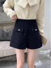 Women's High-Waisted Woolen Shorts - 2026 Autumn & Winter A-Line Wide-Leg Sequin Bootcut Pants