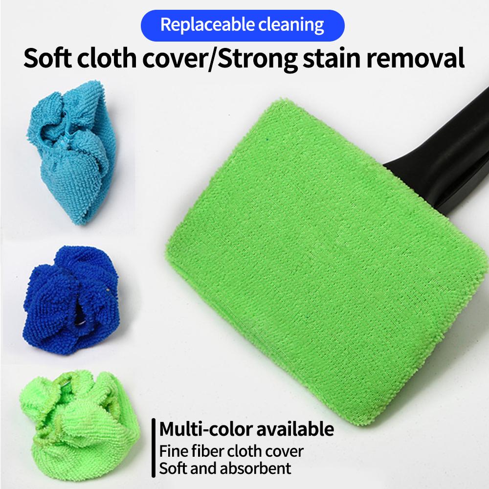 Car Windshield Cleaning Tool Front Windscreen Defogging Brush Household Glass Dust Cleaner with Washable Reusable Microfiber Pad