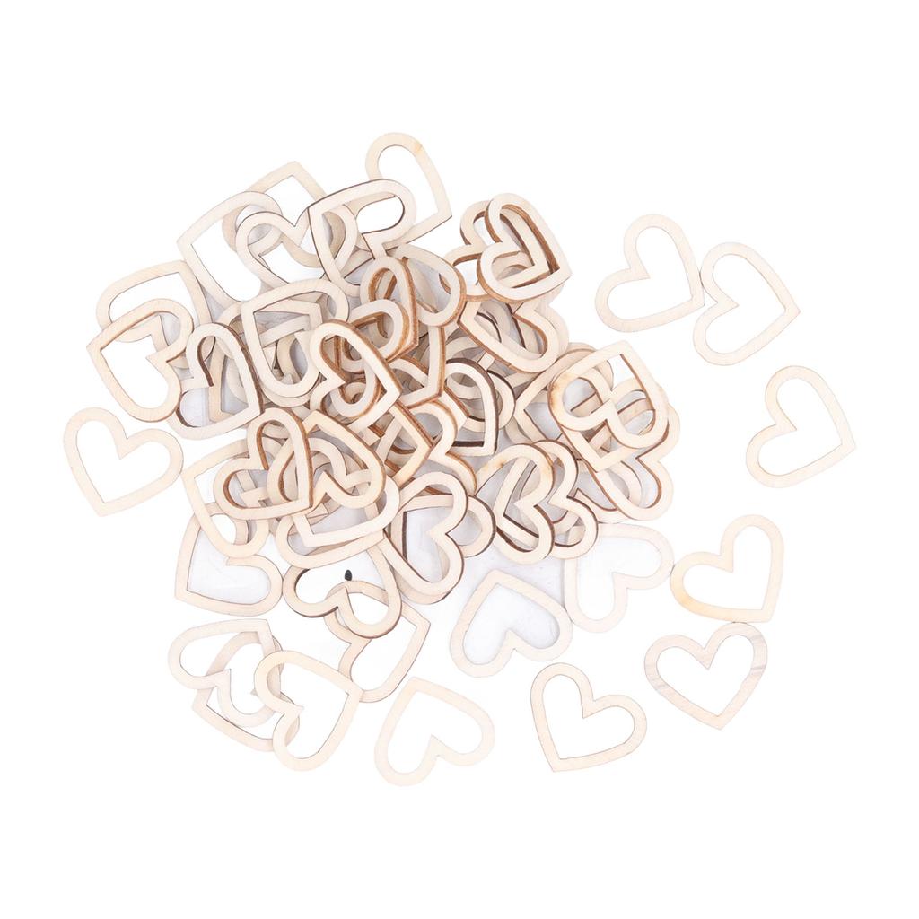 200pcs Heart Embellishments Delicate Hollow Heart Shape Wooden Ornament For Scrapbook Listing DIY Hand Made Crafts
