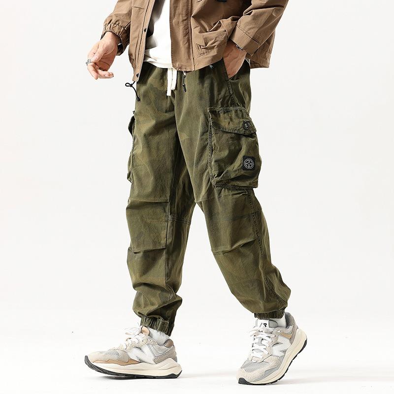 

Camouflage overalls trousers casual trousers sports outdoor versatile casual simple men s new functional wind XXXL зелений