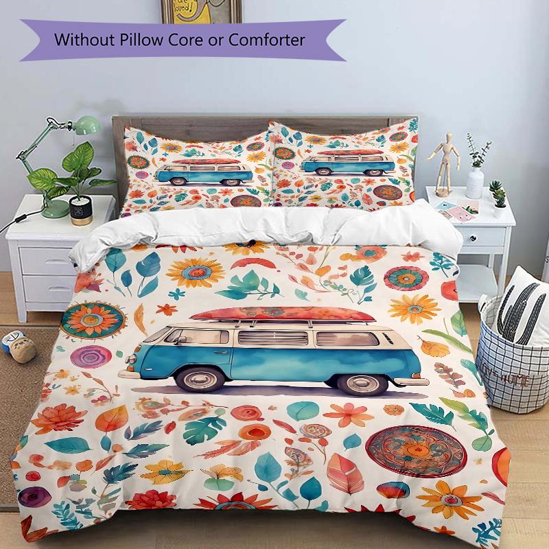 

3pcs Floral Adventure Print Cover Set Ultra Soft, Breathable 135x200cm