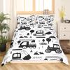 Excavator Duvet Cover Set Twin Queen Size Cartoon Truck Bedding Set Kids Teens Room Decor Construction Vehicle Comforter Cover