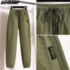 DIMANAF 2025 Plus Size Long Pants Women Elastic Loose High Waist Vintage Solid Loose Casual Female Basic Trousers Green Black