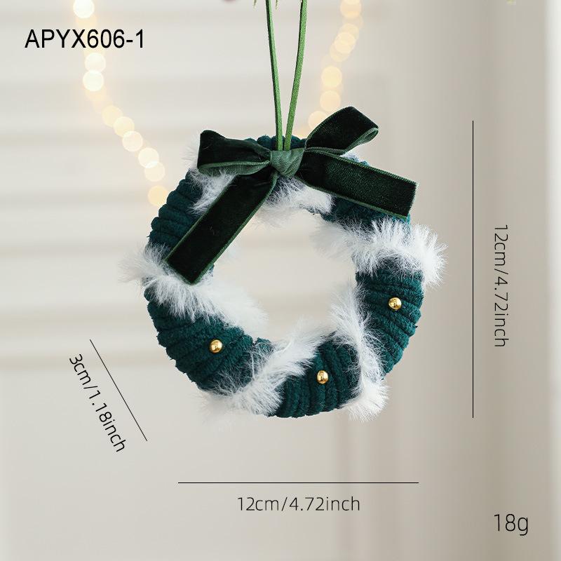 Plush Christmas Atmosphere Wreath Pendant Ribbon Bow Bell Christmas Decoration Hanging Window Decoration Accessories