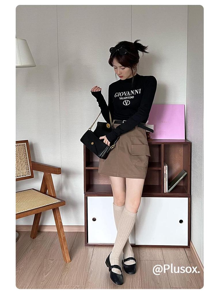 Plusox Women's Beige Cotton Over-the-Knee Warm Socks - Autumn/Winter Collection